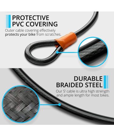 Heavy Duty Bike U Lock with Cable - Anti Theft Bicycle Lock Holder - Buy Online on GoSupps.com