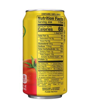 Mott's 100% Tomato Juice 11.5oz Can - 24 Pack - Buy Online on GoSupps.com