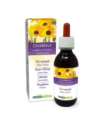 Pot Marigold (Calendula officinalis) Flower Heads Alcohol-Free Mother Tincture Naturalma | Liquid Extract Drops 120 ml | Food Supplement | Vegan Alcohol-free 120.00 ml (Pack of 1)