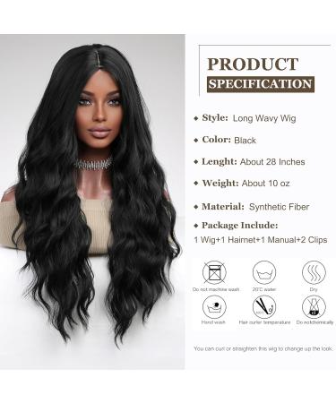 Esmee Long Wavy Black Wig - Natural Heat Resistant Synthetic Hair for Women | Best for International Shipping - Buy Online on GoSupps.com