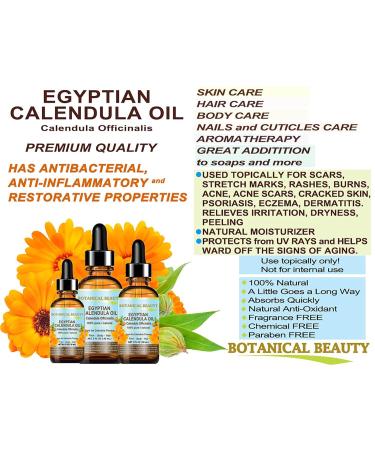 Buy Pure Egyptian Calendula Oil | Natural Moisturizer for Face Skin Hair & Nails | Botanical Beauty 1 Fl Oz (30 ml - Buy Online on GoSupps.com