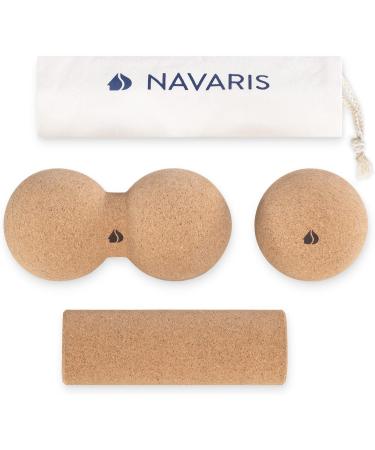 Navaris Cork Fascia Set - Mini Peanut Duo Massage Balls for Back Neck & Yoga Relief - Buy Online on GoSupps.com