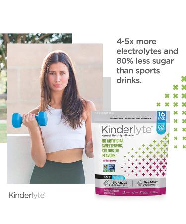 Kinderlyte Electrolyte Powder - Wild Berry 16 Count Easy Open Packets - Advanced Hydration Supplement Drink Mix - Buy Online on GoSupps.com