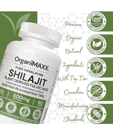 Shilajit For Men OrganiMAXX Premium Shilajit Capsules Pure Himalayan Organic Shilajit Plant Derived Fulvic Acid For Metabolism And Immune System Support. Non GMO Natural Shilajit Vegan friendly Free of Gluten Soy & Dairy - Buy Online on GoSupps.com