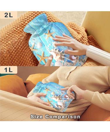 NAANLE Wood Sea Stars Shells Hot Water Bottle 2L - Transparent Large Heat & Cold Therapy for Pain Relief Ideal for Bed Hands & Feet - Buy Online on GoSupps.com