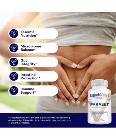 Research Verified Paraset - 120 Capsules - Natural Gut Health Enhancer - Garlic Bulb, Papain, Sweet Wormwood, Black Walnut, BioPerine - Vegan 60 Count (Pack of 2) - Buy Online on GoSupps.com