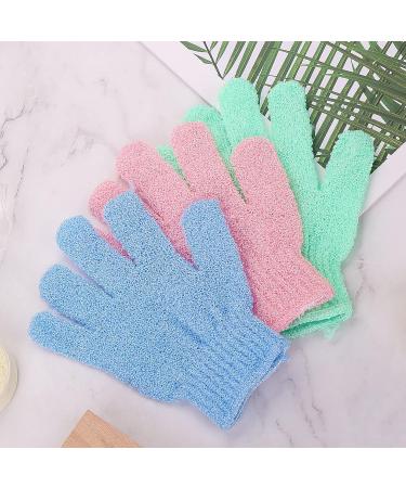 Sibba 3 Pair Natural Loofah Bath Gloves for Body and Face - Exfoliating Wash Gloves for Dead Skin Removal - Double Sided Microfibre Shower Gloves for Adults and Kids - Pink - Buy Online on GoSupps.com