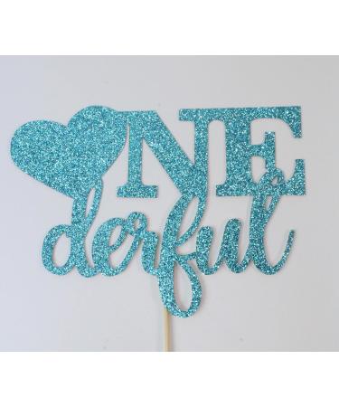 zxyxka Mr Onederful Cake Topper/Gender Reveal Cake Decor/Baby Shower/Baby Boy One Year Old Birthday Party Decorations 1st Birthday - Blue Glitter - Buy Online on GoSupps.com