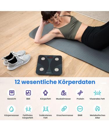 Etekcity Ultra-Slim Smart Body Fat Scale - 12 Body Metrics iOS & Android Compatible 180 kg/400 lb Capacity - Accurate BMI Muscle Mass & More - Buy Online on GoSupps.com