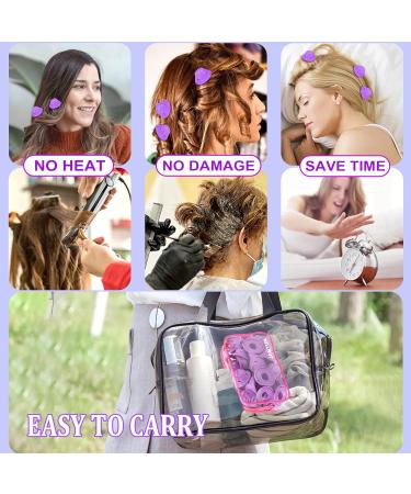 40 Pieces Silicone Curlers - Heatless Big Magic Hair Curlers for Long & Short Hair - Easy Overnight Curls (Purple) - Buy Online on GoSupps.com