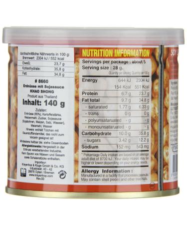 Khao Shong Peanuts with Soy Sauce - Spicy Crisp Nuts Salty Snack - 140g Can (3 Pack) - International Shipping Available - Buy Online on GoSupps.com