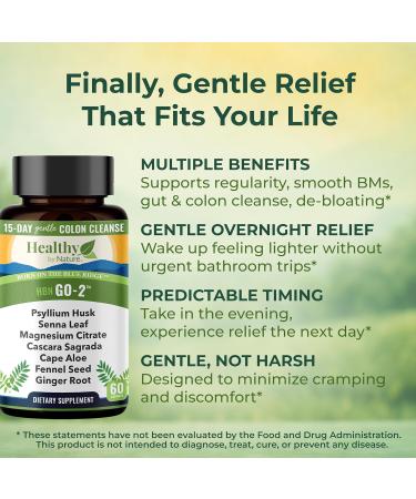Colon Cleanse & 15 Day Gut Cleanse for Women Men - Gentle Natural Herbal Laxative & Bowel Movement Supplement - Gut Detox Support and Relief of Occasional Constipation Bloating (60 Count) - Buy Online on GoSupps.com