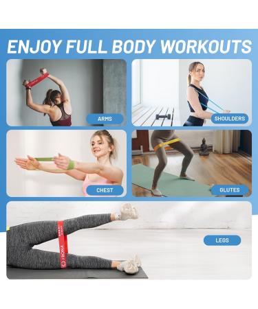 Resistance Bands Set - 5 Piece Latex Rubber Exercise Bands for Men & Women | Full Body Workout Equipment with 5 Tensile Levels for Gym Home Yoga & Therapy - Buy Online on GoSupps.com