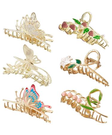 6PCS Butterfly Claw Clips for Women - Non Slip Metal Hair Clips for Thick Hair - Large Strong Clips for Girls - Cute Headwear Gifts - Buy Online on GoSupps.com