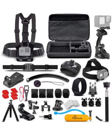 DigiNerds 50 in 1 Action Camera Accessory Kit Compatible with GoPro Hero11/10/9/8/7/6/5, GoPro Max, GoPro Fusion, Insta360, DJI Osmo Action, AKASO, and More