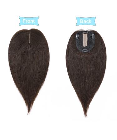SEGO Human Hair Topper 6 Inch Dark Brown - Silk Base Clip-in Hair Piece for Women with Slight Hair Loss - 130% Density - Cover Gray Hair - Buy Online on GoSupps.com