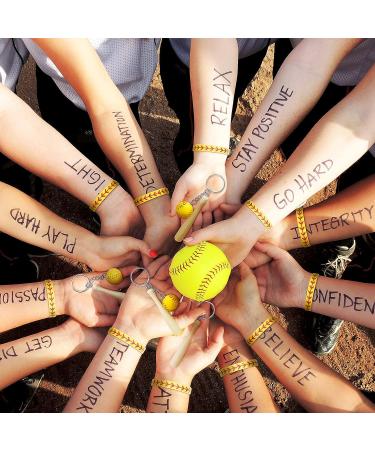 24-Piece Softball Charms Set - Yellow Softball Keychains with Wooden Bat & Silicone Bracelets for Athletes, Teams, Schools & Parties - Buy Online on GoSupps.com