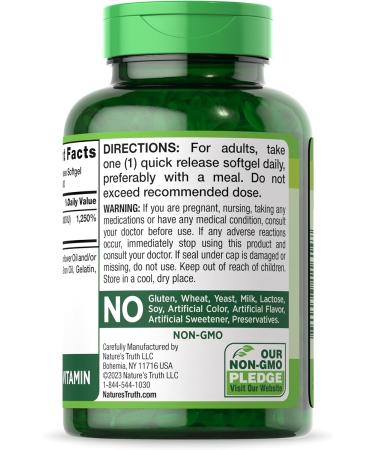 Nature's Truth Vitamin D3 10000 IU Softgels | 300 Count | Extra Strength, Non-GMO & Gluten Free - Buy Online on GoSupps.com