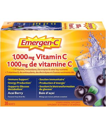 Emergen-C Bundle Vitamin C 1 000mg Powder with Vitamin D Zinc and Electrolytes Immune System Booster Orange and Acai-Berry 30 Packets per Flavor (60 Total) Super Orange/Acai-Berry 30 Count (Pack of 2) - Buy Online on GoSupps.com