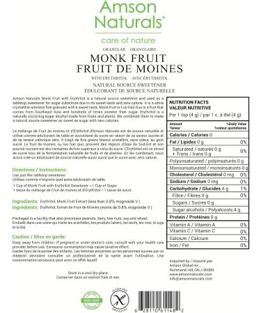 Monk Fruit Sweetener with Erythritol 2.5 lb / 1.14 Kg / 40 oz (Granular) - 1:1 Sugar Substitute Natural Source tabletop Sweetener No Calorie Non-GMO Gluten free. 1.13 kg (Pack of 1) - Buy Online on GoSupps.com