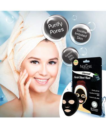 Korean Charcoal Black Face Mask Sheet - 6 Pack for Oily Skin and Pores - Buy Online on GoSupps.com