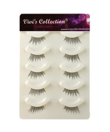 Vivis 5 Pairs Half False Corner Eyelashes Natural Handmade Wispy Clear Soft Band Black Fake Eye Lashes V318