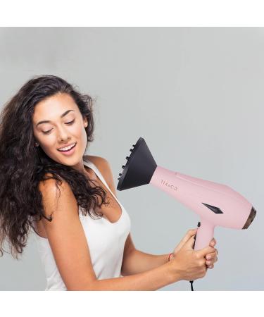 Hair Dryer with Diffuser & Brush Comb Attachments - Professional AC Motor for Curly & Thick Hair | Best Pink Blow Dryer for Salon Use - Buy Online on GoSupps.com