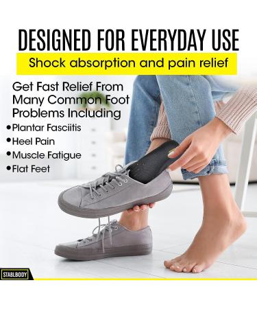 STABLBODY Thick Memory Foam Insoles for Men - Plantar Fasciitis Relief & Arch Support - Full-Length Cushions, Shock Absorbing - 1 Pair Men's 8-13 - Buy Online on GoSupps.com