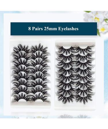 TEESTOU 25MM Mink Lashes Strip - Long, Thick, Wispy, Fluffy - 8 Pairs for Halloween - Buy Online on GoSupps.com