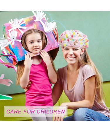 SATINIOR Adjustable Cotton Bouffant Cap Set | Elastic Head Hair Covers for Men and Women, Summer Animal Pattern | 4 Pieces, Multicolored, Medium - Buy Online on GoSupps.com