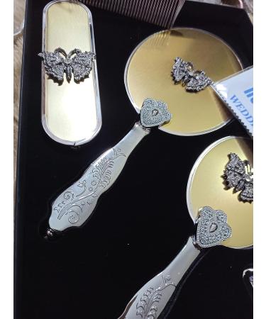 Vintage Antique Makeup Vanity Mirror Comb Hair Brush Set | Gold Hand Face Beauty Mirror | Antique Vanity Set - Buy Online on GoSupps.com