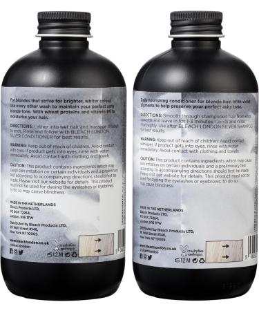 Bleach London Silver Shampoo and Conditioner Set - 250ml | Vegan & Cruelty-Free | High Pigmented Ashy Silver Rinse | Colour-Protecting Toning Formula - Buy Online on GoSupps.com
