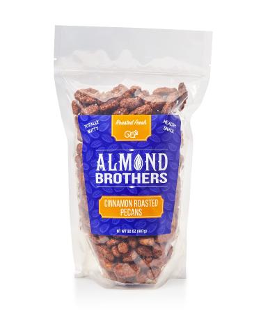 Almond Brothers Roasted Pecans- Hand Crafted Cinnamon Glazed Roasted Pecans, Gluten-Free, Non-GMO, Candied Pecans, Gourmet Pecan Snack - Cinnamon Roasted Pecans, (32oz, 1 Pack) 2 Pound (Pack of 1)