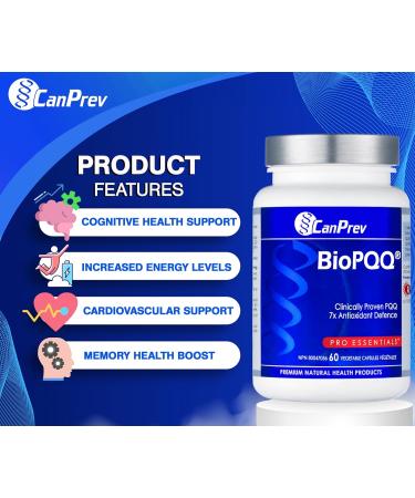 CanPrev - BioPQQ Supplement 60 v-Caps - PQQ Pyrroloquinoline Quinone for Memory Support Heart Health Healthy Aging and Cognitive Health - Antioxidant Supplement - Buy Online on GoSupps.com