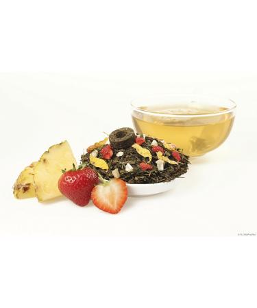  FloraPharm Flavored green tea "The Eight Treasures of Shaolin" 1000g with strawberry-pineapple flavor refill pack loose - Buy Online on GoSupps.com