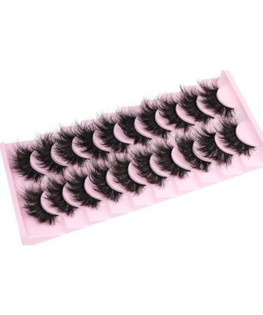 Fanxiton 8D Dramatic Faux Mink Lashes - 10 Pairs 20mm Soft Wispy Fluffy Volume False Eyelashes - Buy Online on GoSupps.com