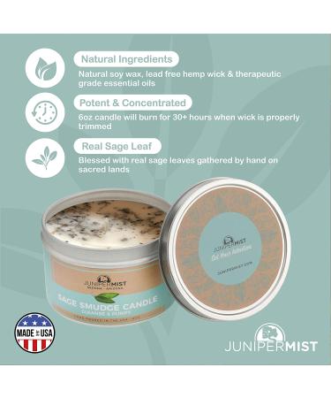 Sage Smudge Candle for Energy Cleansing, Meditation & Protection | Handmade in Sedona with Soy Wax & Sage Leaf | Pure Essential Oils | Smokeless Alternative to Sticks & Incense | 1 Pack - Buy Online on GoSupps.com