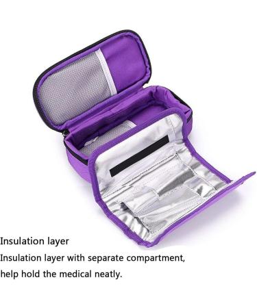 Vianber Portable Insulin Organizer Cooling Bag - Medical Travel Protection Box for Diabetics with 2 Cooling Packs - Purple - Buy Online on GoSupps.com