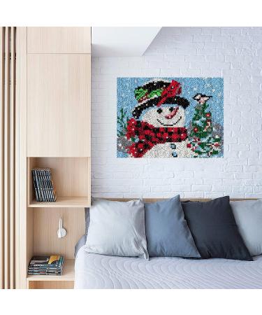 Christmas Snowman Latch Hook Rug DIY Kit - 20.5X15 Inch - Canvas Print - Crochet Yarn - Holiday Decoration & Activity - Buy Online on GoSupps.com