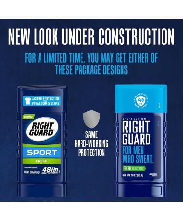 Right Guard Sport Invisible Solid Antiperspirant & Deodorant | 4-in-1 Protection for Men | 48-Hour Odor Control Fresh Scent 2.6 oz. (6 count) NEW - Fresh - Buy Online on GoSupps.com