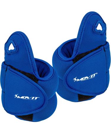 Movit 2 Set neoprene weight cuffs with thumb loops 4 variants 2x 0.5kg - 2x 2.0kg 3 colors running weights for wrists blue 2.0 kg