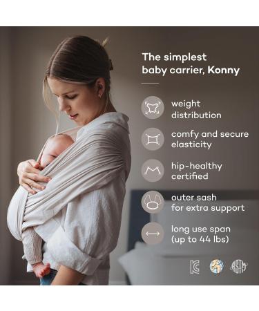 Konny Baby Carrier Original Elastech - Custom Fit Carrier Hassle-Free Easy to Wear Infant Sling Wrap Perfect for Newborn Babies up to 44 lbs Toddlers (Charcoal L) L 01Elastech-Charcoal - Buy Online on GoSupps.com