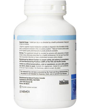 Natural Factors L-Arginine 1000 mg - 90 Tablets for Heart Health & Performance - Buy Online on GoSupps.com