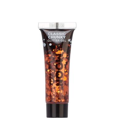 Classic Chunky Face & Body Glitter Gel by Moon Glitter - Copper Bronze - Cosmetic Festival Glitter Face Paint for Face Body Hair Nails - 12ml