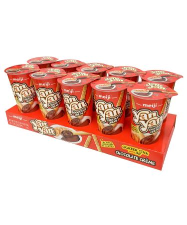Meiji Yan Yan Dipping Sticks, Chocolate Crme - 2 oz, Pack of 10 - Cracker Sticks with Fun Animals Phrases
