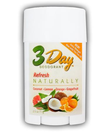 3-Day Natural Deodorant - New Softer Formula - All Natural Farm Tested (2.5 oz Stick) Gluten Free Aluminum Free (Refresh)