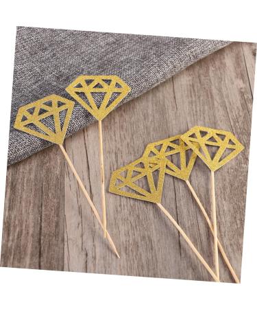 100pcs Wedding Birthday Diamond Decor Cake Insert Card Golden medium - Buy Online on GoSupps.com