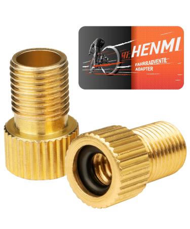 Henmi bicycle valve adapter 2 Series with sealing ring DV SV on AV adapter French valve adapter bicycle valve on autoventile Sclaverand Dunlop valve on autoVentil adapter valve adapter bike - Buy Online on GoSupps.com