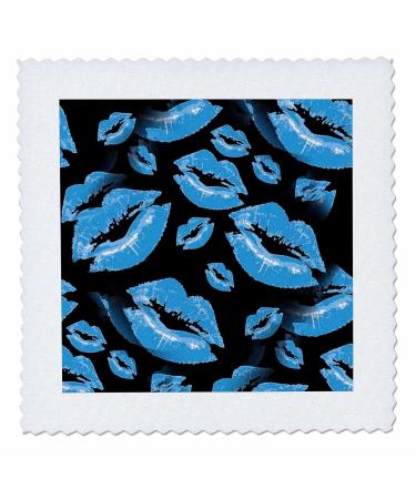 25x25 inch Quilt Square - Two Kisses Collided Lip Boyish Blue Lips Pattern Pattern - Lipstick Kisses