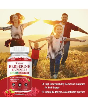 Yikecao 2000mg Berberine Gummies with Ceylon Cinnamon Organic Berberine HCL Supplement for Women & Men Sugar Free Vegan Non-GMO Gluten-Free Raspberry Flavor-60 Count - Buy Online on GoSupps.com